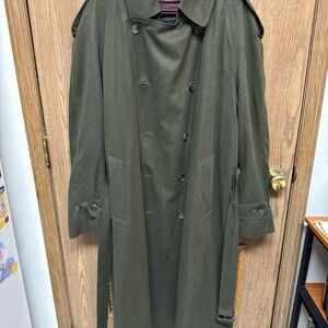 VTG Christian Dior Le Connaisseur Long Green Belted Blend Lining Trench Coat 42R